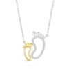 Thumbnail Image 1 of Diamond Mom & Baby Footprint Necklace 1/15 ct tw 10K Two-Tone Gold 18&quot;