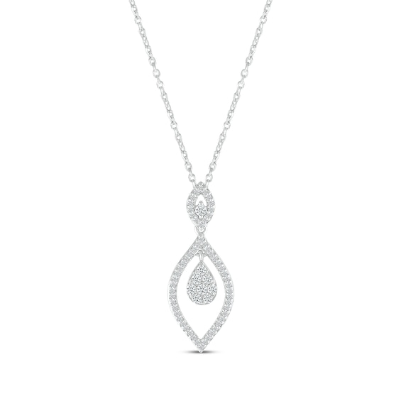 Diamond Marquise Drop Necklace 1/3 ct tw 10K White Gold 18"