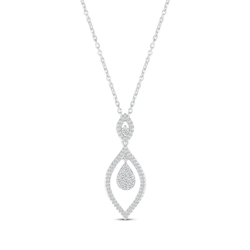 Diamond Marquise Drop Necklace 1/3 ct tw 10K White Gold 18