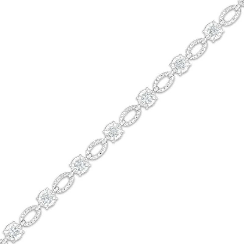 Main Image 2 of Multi-Diamond Round & Oval Link Bracelet 1/2 ct tw Sterling Silver 7.25&quot;