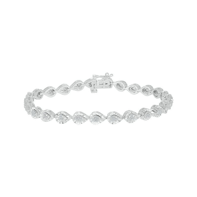 Main Image 1 of Multi-Diamond Teardrop Tennis Link Bracelet 1/3 ct tw Sterling Silver 7.25