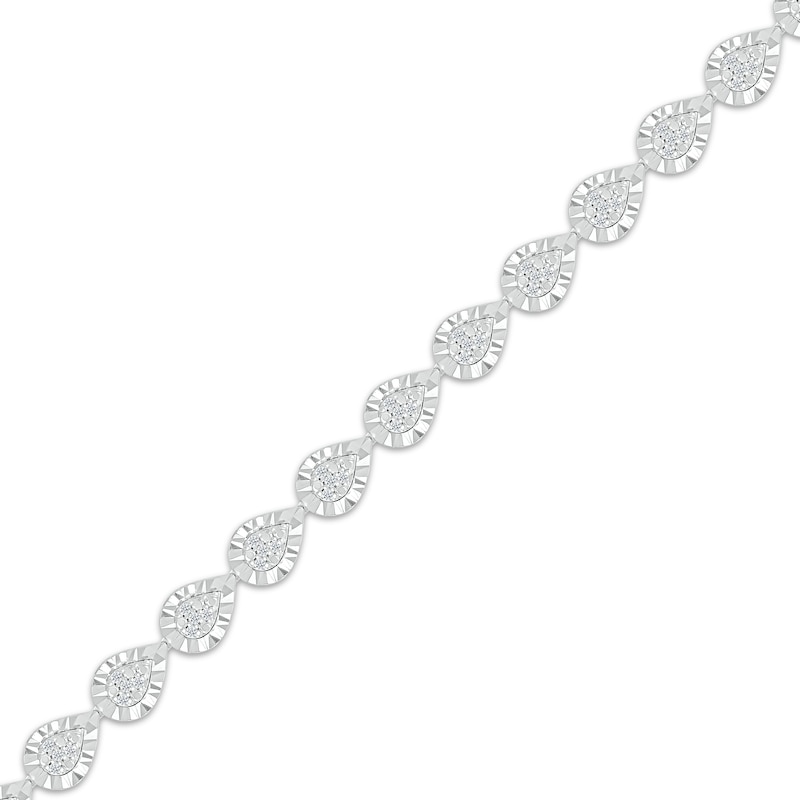 Main Image 2 of Multi-Diamond Teardrop Tennis Link Bracelet 1/3 ct tw Sterling Silver 7.25