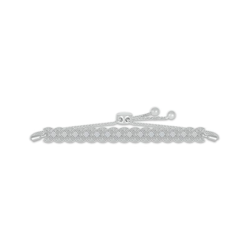 Main Image 1 of Diamond Vintage-Inspired Bar Bolo Bracelet 1/4 ct tw Sterling Silver