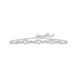 Diamond Hearts Bolo Bracelet 1/4 ct tw Sterling Silver