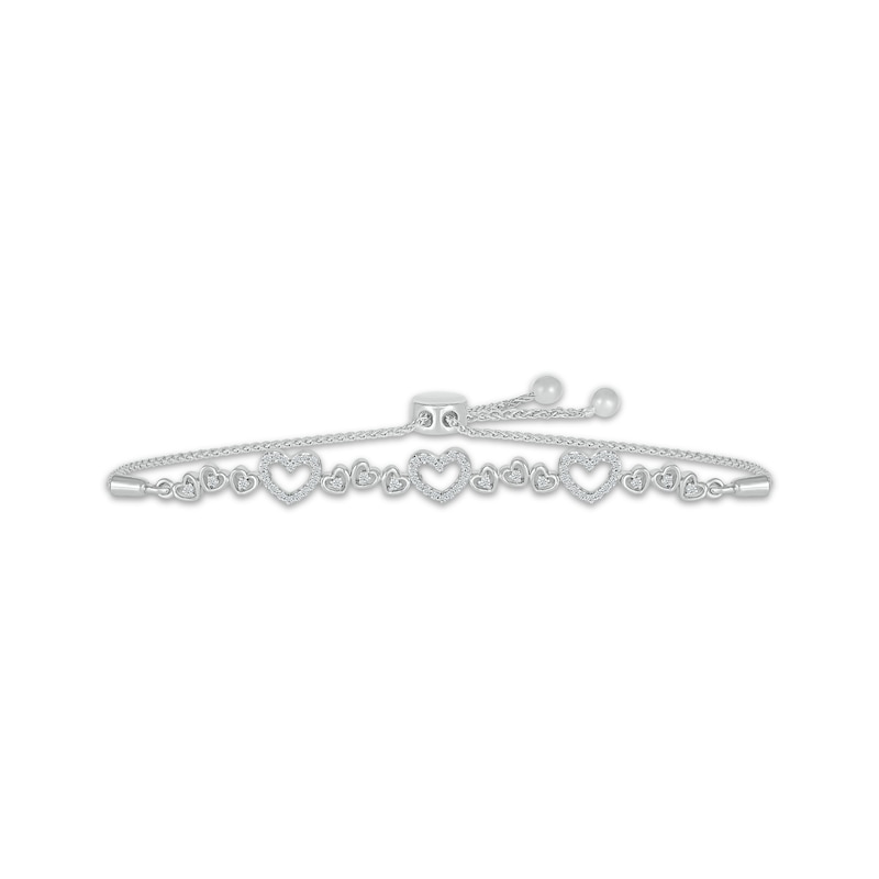 Main Image 1 of Diamond Hearts Bolo Bracelet 1/4 ct tw Sterling Silver