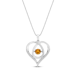 Unstoppable Love Citrine & White Lab-Created Sapphire Heart Loop Necklace Sterling Silver 18&quot;