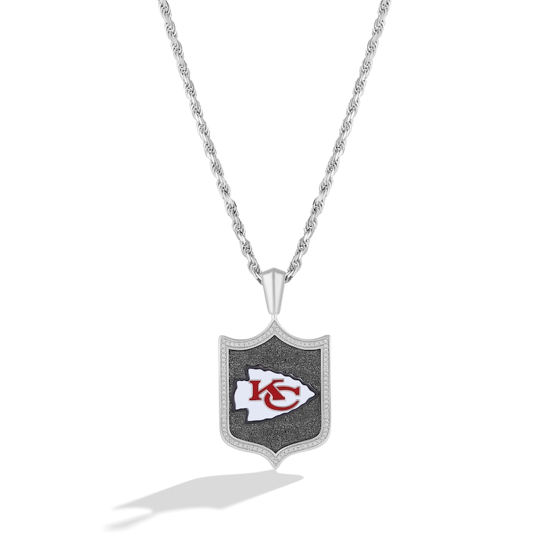 True Fans Philadelphia Eagles 1/5 CT. T.W. Diamond and Enamel Reversible  Shield Necklace in Sterling Silver