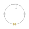 Thumbnail Image 1 of Diamond Butterfly & Flower Bracelet 1/15 ct tw Sterling Silver & 10K Yellow Gold 7.5&quot;