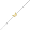 Thumbnail Image 2 of Diamond Butterfly & Flower Bracelet 1/15 ct tw Sterling Silver & 10K Yellow Gold 7.5&quot;