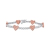 Thumbnail Image 1 of Diamond Crisscross Heart Station Tennis Bracelet 3/4 ct tw 10K Two-Tone Gold 7&quot;