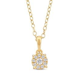 Diamond Halo Necklace 1/10 ct tw 10K Yellow Gold 18&quot;