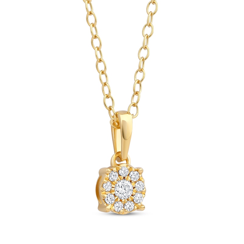 Diamond Halo Necklace 1/10 ct tw 10K Yellow Gold 18"