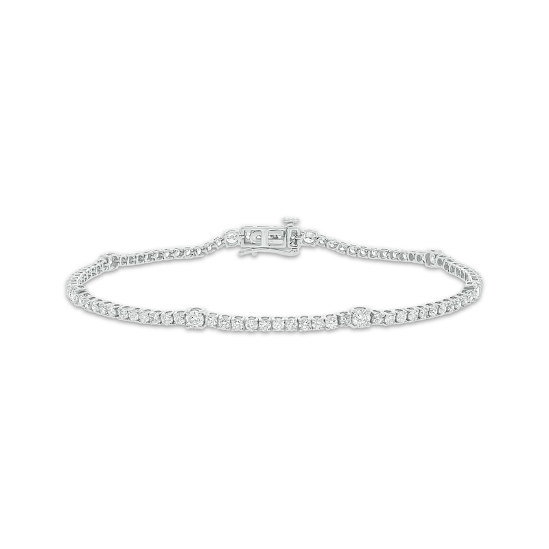 Main Image 1 of Diamond Station Tennis Bracelet 2-1/3 ct tw 14K White Gold 7&quot;