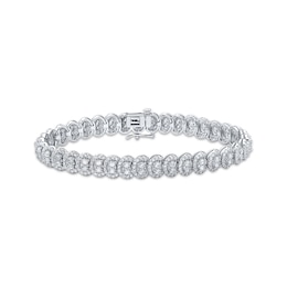 Diamond Overlapping Oval Link Tennis Bracelet 5 ct tw 10K White Gold 7&quot;