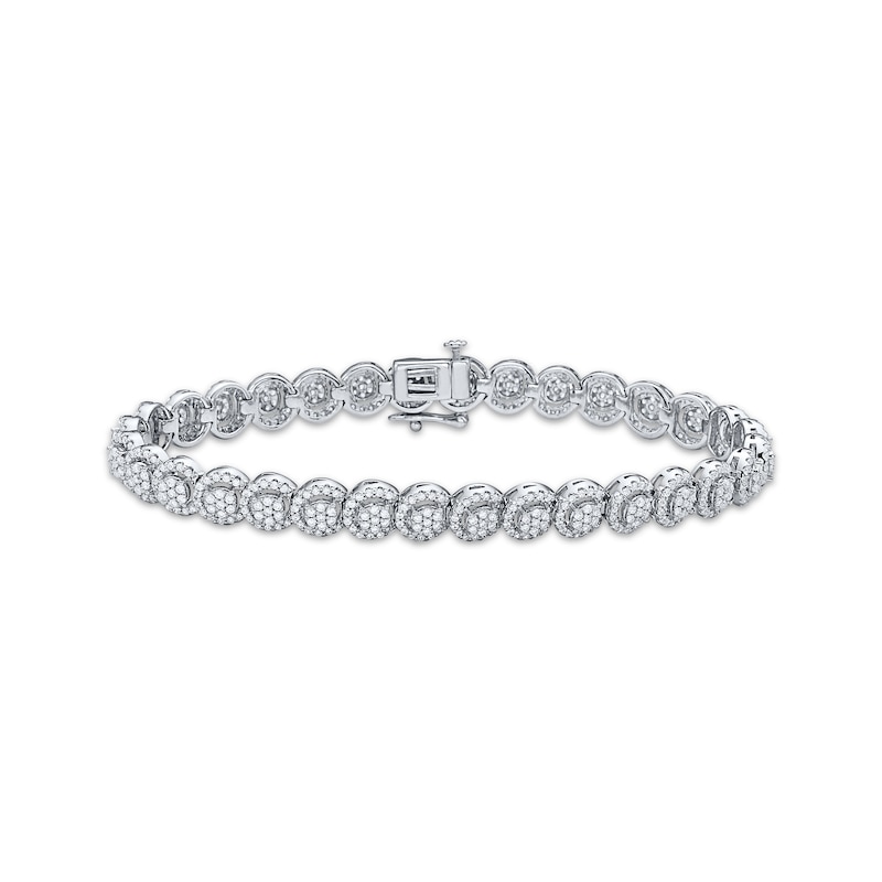 Main Image 1 of Diamond Overlapping Round Link Tennis Bracelet 3 ct tw 10K White Gold 7&quot;