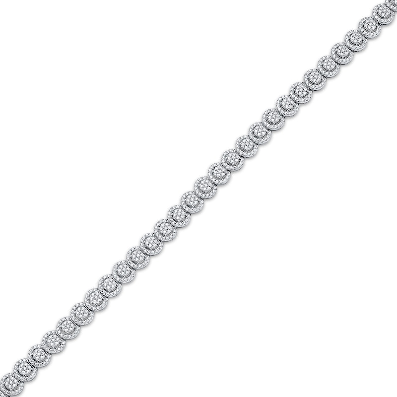 Main Image 2 of Diamond Overlapping Round Link Tennis Bracelet 3 ct tw 10K White Gold 7&quot;