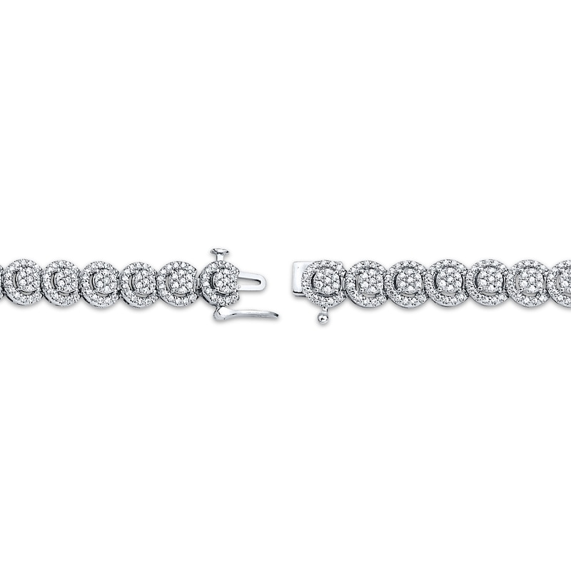 Main Image 3 of Diamond Overlapping Round Link Tennis Bracelet 3 ct tw 10K White Gold 7&quot;