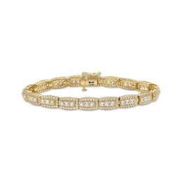 Diamond Trios Elongated Cushion Link Bracelet 5 ct tw 10K Yellow Gold 7&quot;