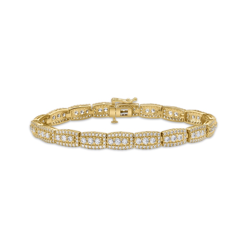 Main Image 1 of Diamond Trios Elongated Cushion Link Bracelet 5 ct tw 10K Yellow Gold 7&quot;