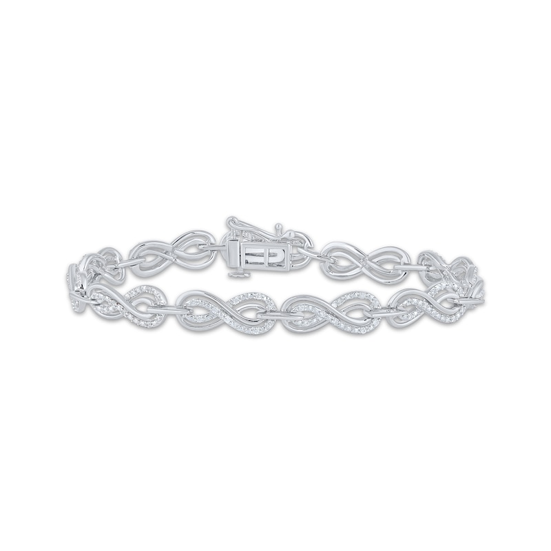 Diamond Infinity Link Bracelet 1/2 ct tw 10K White Gold 7"