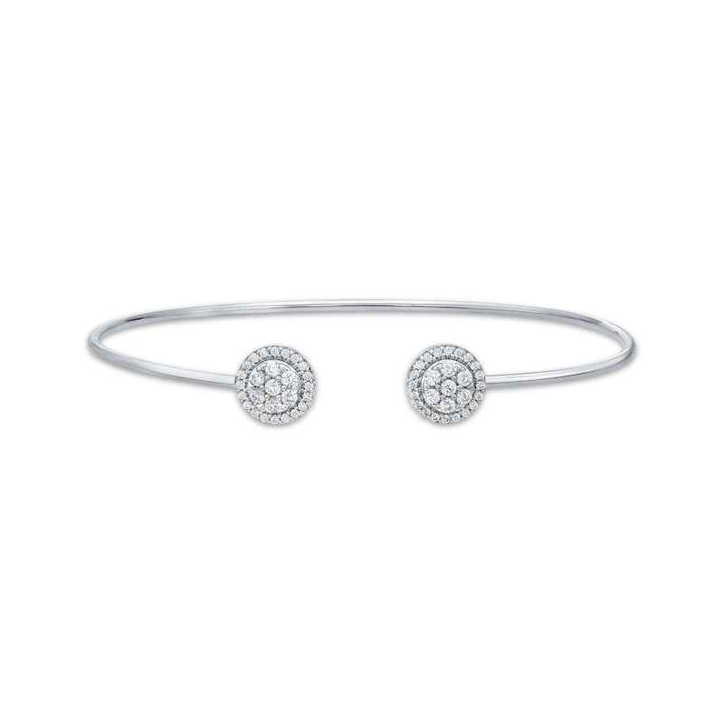 Diamond Halo Flex Cuff Bracelet 1/2 ct tw 10K White Gold | Kay