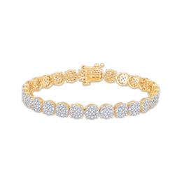 Multi-Diamond Round Link Bracelet 4 ct tw 10K Yellow Gold 7.5&quot;