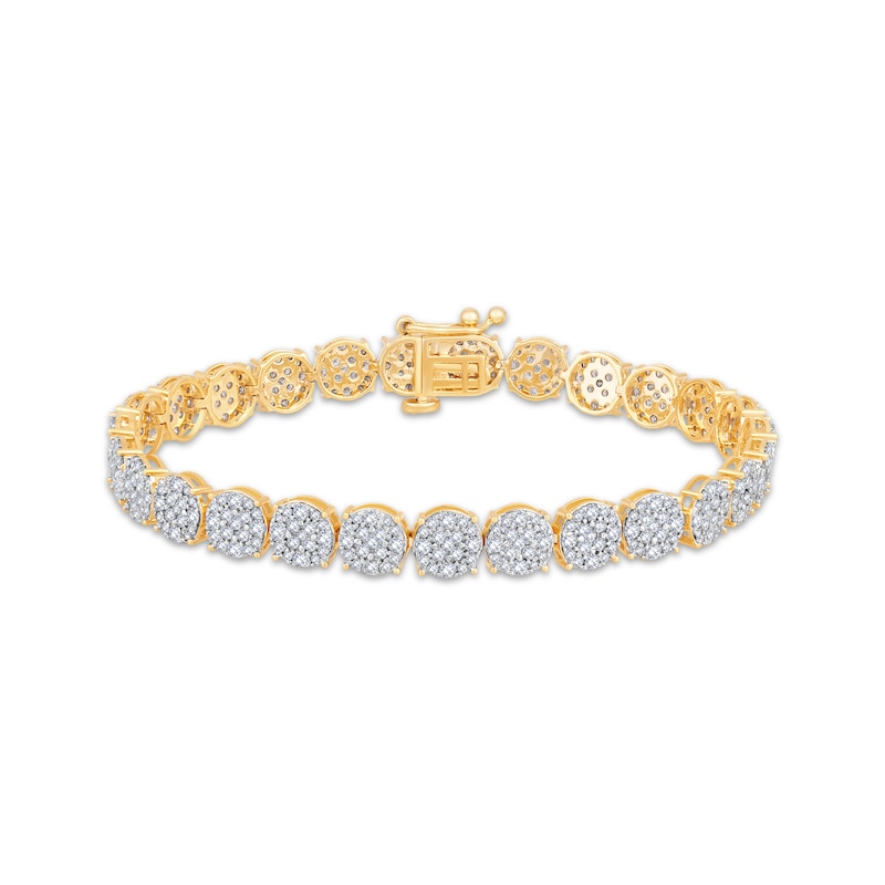 Main Image 1 of Multi-Diamond Round Link Bracelet 4 ct tw 10K Yellow Gold 7.5&quot;