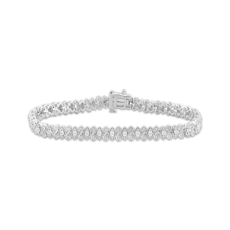 Diamond Infinity & Marquise Link Tennis Bracelet 1/4 ct tw Sterling ...