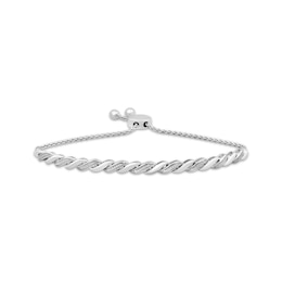 Diamond S-Curve Bolo Bracelet 1/10 ct tw Sterling Silver