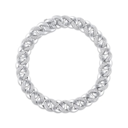 Diamond Alternating Curb Chain Bracelet 3/4 ct tw 10K White Gold 7.25&quot;