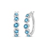 Thumbnail Image 0 of Swiss Blue Topaz & White Lab-Created Sapphire Swirl Hoop Earrings Sterling Silver