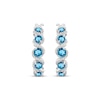 Thumbnail Image 1 of Swiss Blue Topaz & White Lab-Created Sapphire Swirl Hoop Earrings Sterling Silver