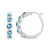 Thumbnail Image 2 of Swiss Blue Topaz & White Lab-Created Sapphire Swirl Hoop Earrings Sterling Silver
