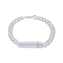 Men's Diamond Cross Bracelet 1/4 ct tw Sterling Silver 9&quot;