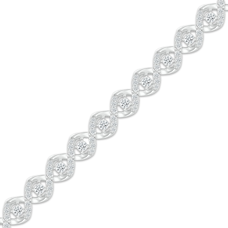 Diamond Twist Link Bracelet 2 ct tw 10K White Gold 7.25"