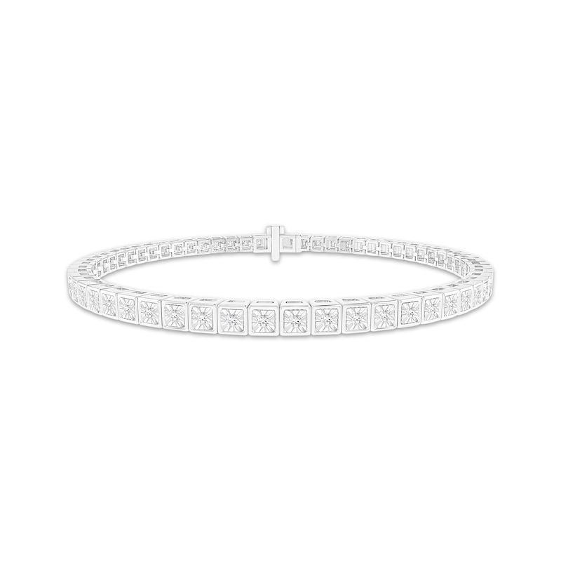 Main Image 1 of Princess-Cut Diamond Line Bracelet 1 ct tw 10K White Gold 7.25&quot;