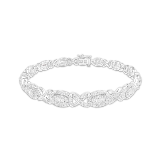 Diamond XO Link Bracelet 2 ct tw 10K White Gold 7.25"