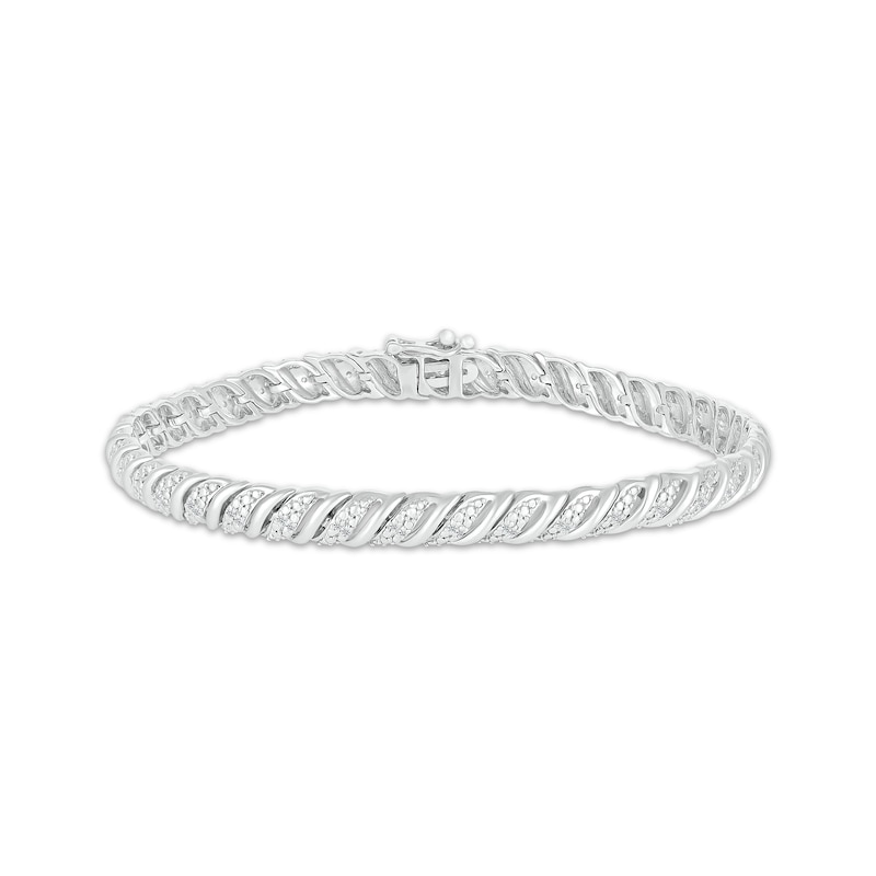 Main Image 1 of Diamond S-Link Bracelet 1/4 ct tw Sterling Silver 7.25&quot;