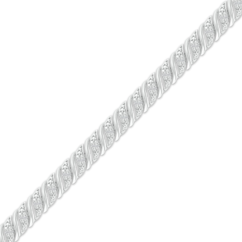 Main Image 2 of Diamond S-Link Bracelet 1/4 ct tw Sterling Silver 7.25&quot;