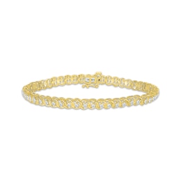 Diamond Linking Circles Bracelet 1 ct tw 10K Yellow Gold 7.25&quot;