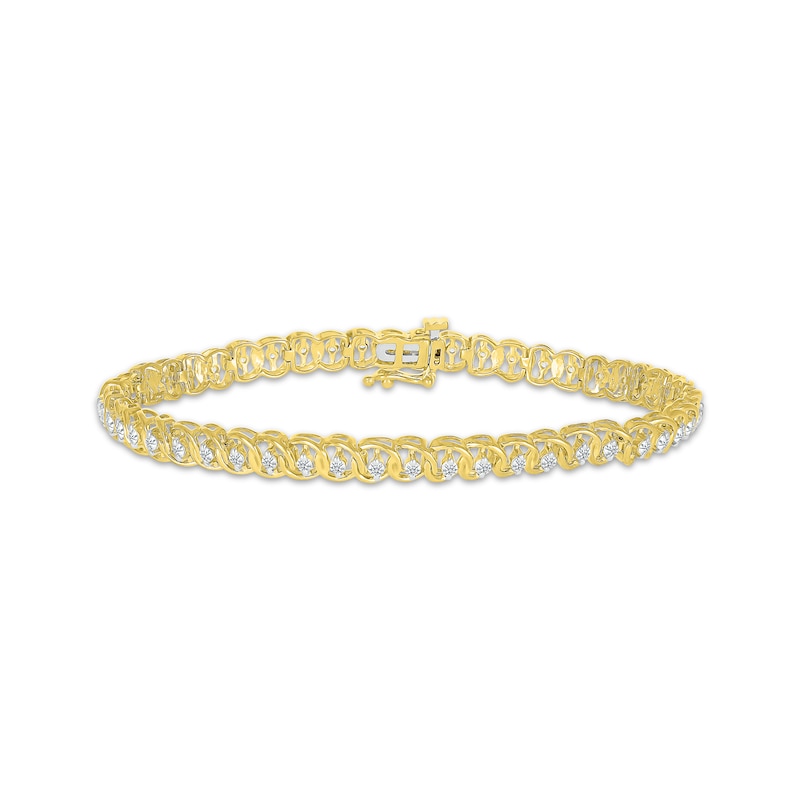 Diamond Linking Circles Bracelet 1 ct tw 10K Yellow Gold 7.25