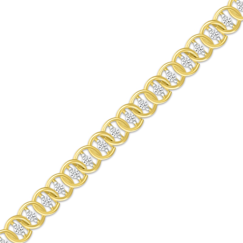 Main Image 2 of Diamond Linking Circles Bracelet 1 ct tw 10K Yellow Gold 7.25&quot;