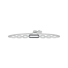 Black & White Diamond Paperclip Links Bolo Bracelet 1/4 ct tw Sterling Silver