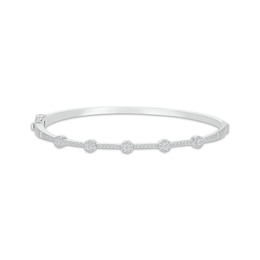 Diamond Circle Station Bangle Bracelet 1/2 ct tw 10K White Gold