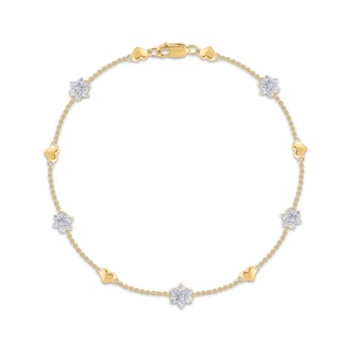 Diamond Butterfly Bracelet 1/15 ct tw Round-cut 10K Yellow Gold 7.5