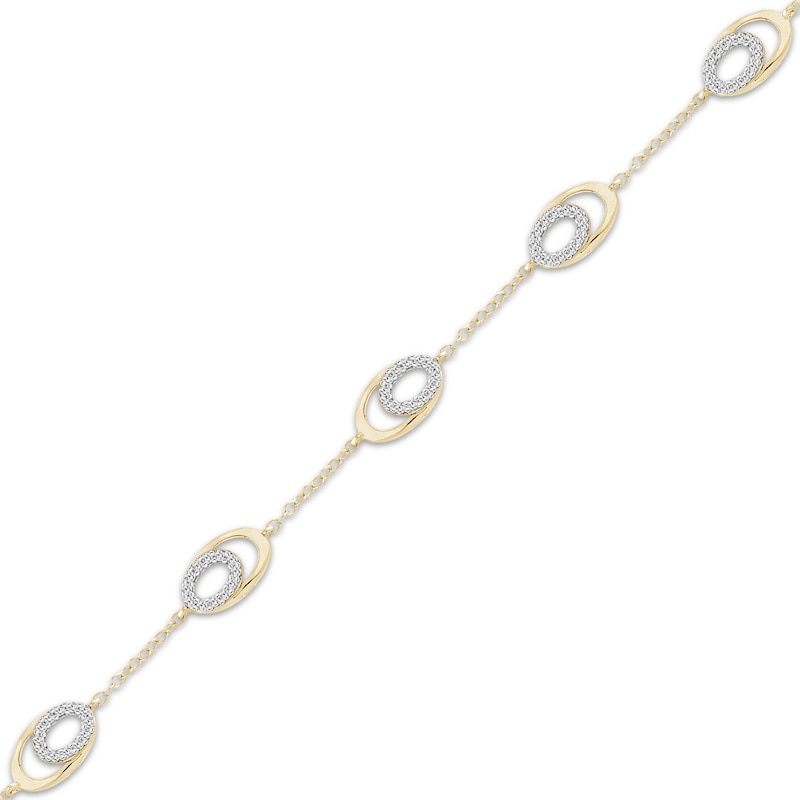 Main Image 2 of Diamond Oval Link Chain Bracelet 1/3 ct tw 10K Yellow Gold 7.5&quot;