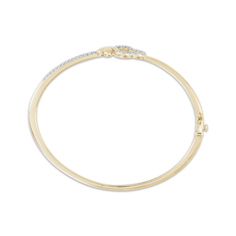 Diamond Double Clover Bangle Bracelet 1/3 ct tw 10K Yellow Gold