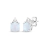 Thumbnail Image 1 of Cushion-Cut Lab-Created Opal & White Lab-Created Sapphire Stud Earrings Sterling Silver