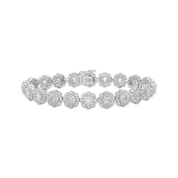 Diamond Flower Cluster Bracelet 6 ct tw 14K White Gold 7&quot;