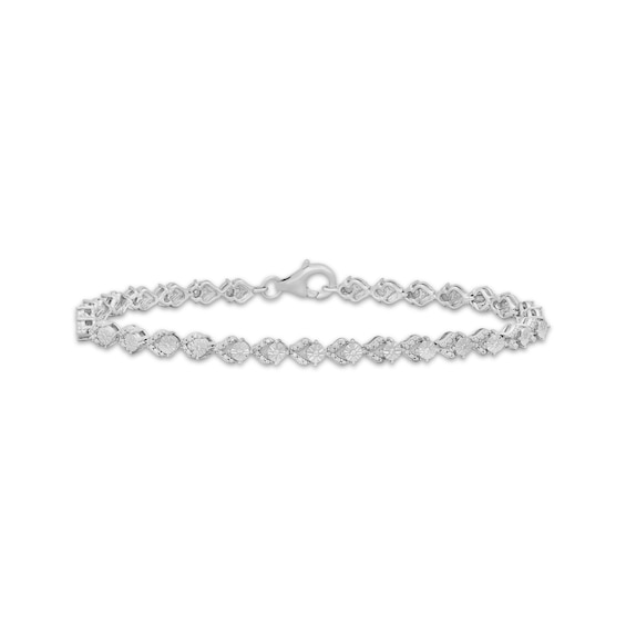 Diamond V-Link Bracelet 1/10 ct tw Sterling Silver 7.25"